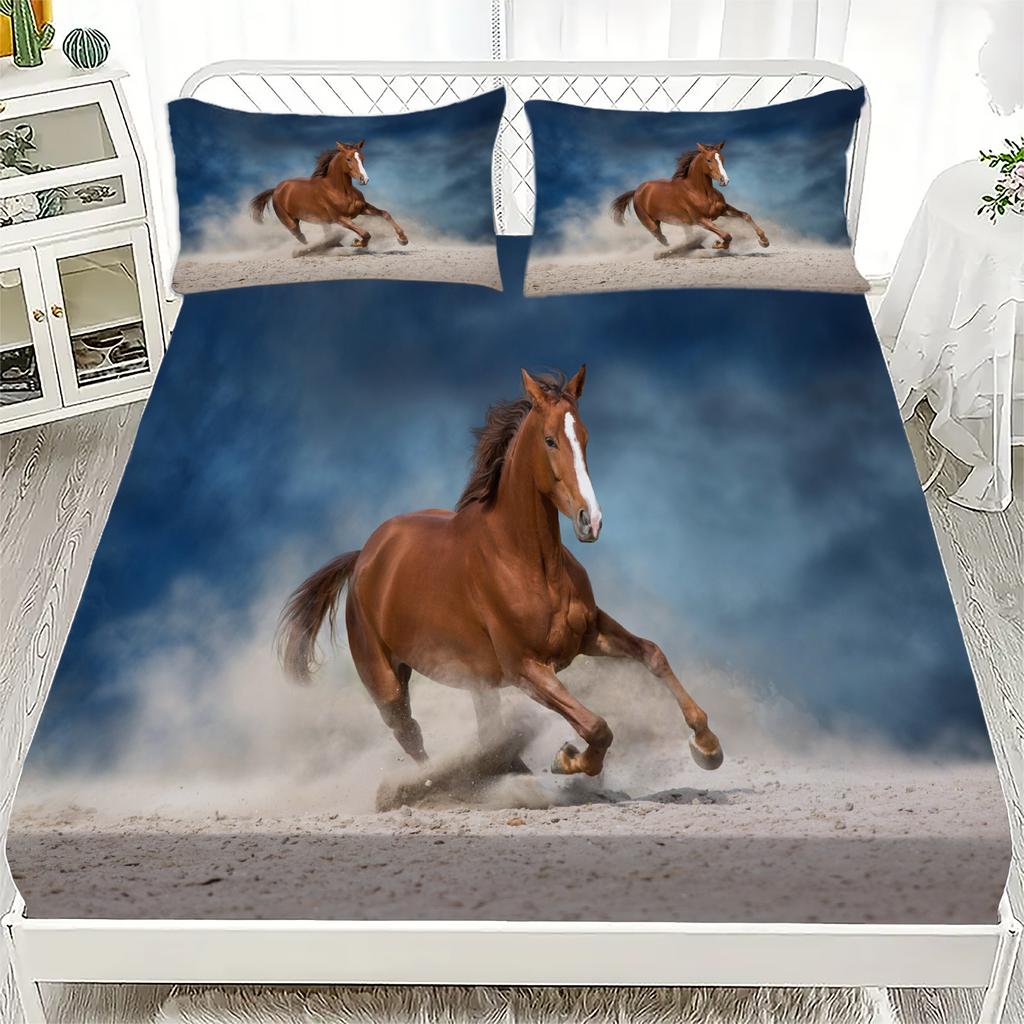 Wild Horse Personalized Custom Bedding Fitted Sheet Set Comfortable and Skin Friendly Bedding Set Queen Size For Boys