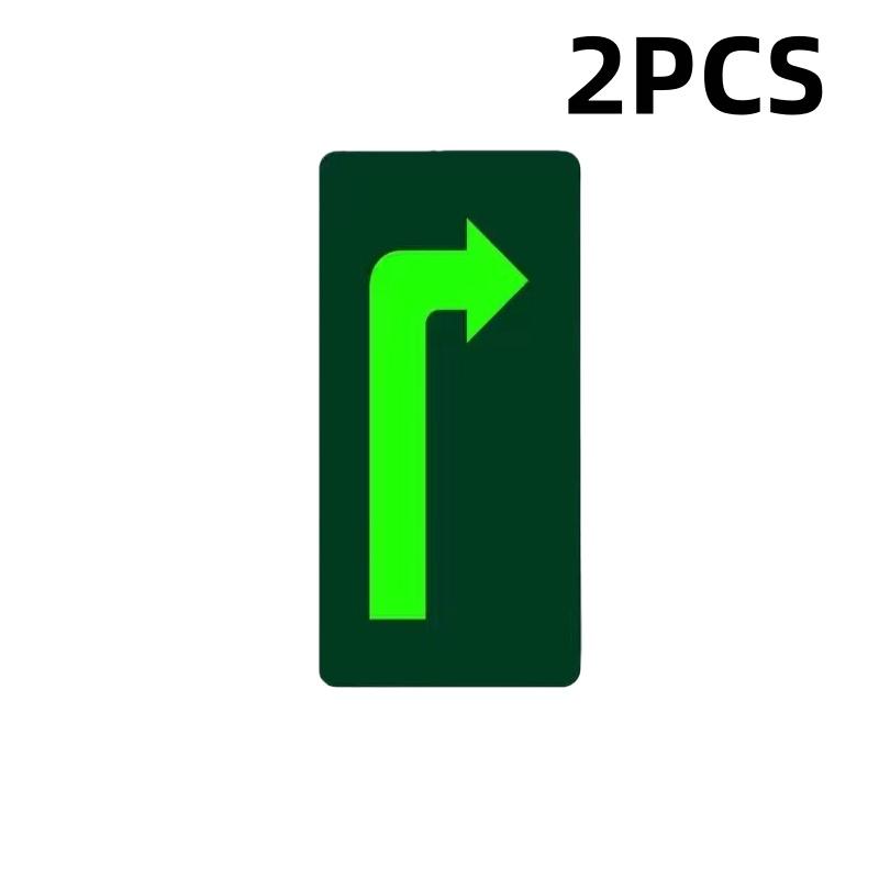 

2/6Pcs Self-Adhesive Glow In Dark Sticker Luminous Tape For Exit Sign Wall Safety Stage Night Vision Home Decoration right arrow 2pcs