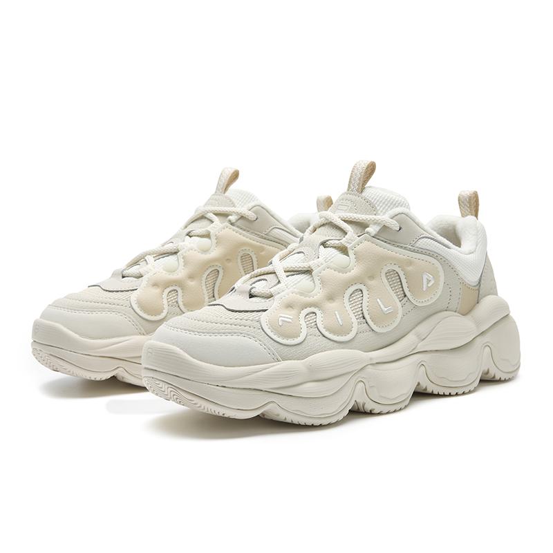 New FILA PEASE WE Wear Resistant And Lightweight Low Top Casual Shoes Women's White Brown F12W541121FMA