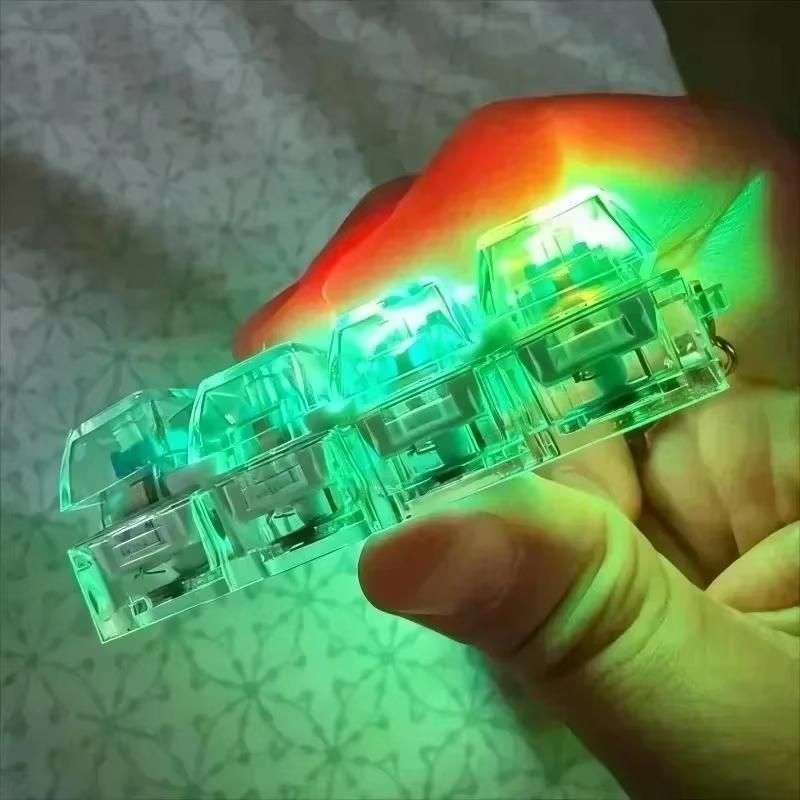 **Light Up 4 Keys Finger Keyboard Keycap Stress Relief Fidget Toy Keychain Key Led Button Pinch Tester Office Desk Accessory