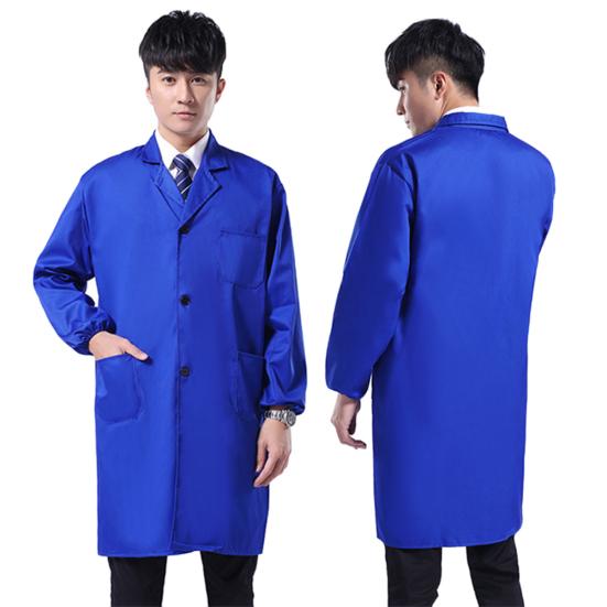 Staubdichte Herren-Laborkittel mit langen/kurzen Ärmeln, Knöpfen und Taschen, Arbeitskleidung für Herren