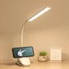 LED Double-headed Reading Table Lamp with Clip Touch Control Dimmable Light Eye Protection Mobile Phone Holder   Led Desk  Lamps