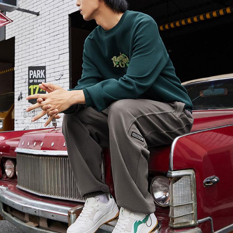 Li-Ning Solid Color Drawstring Knit Sweatpants Men Bottoms Gray AKLS643-3