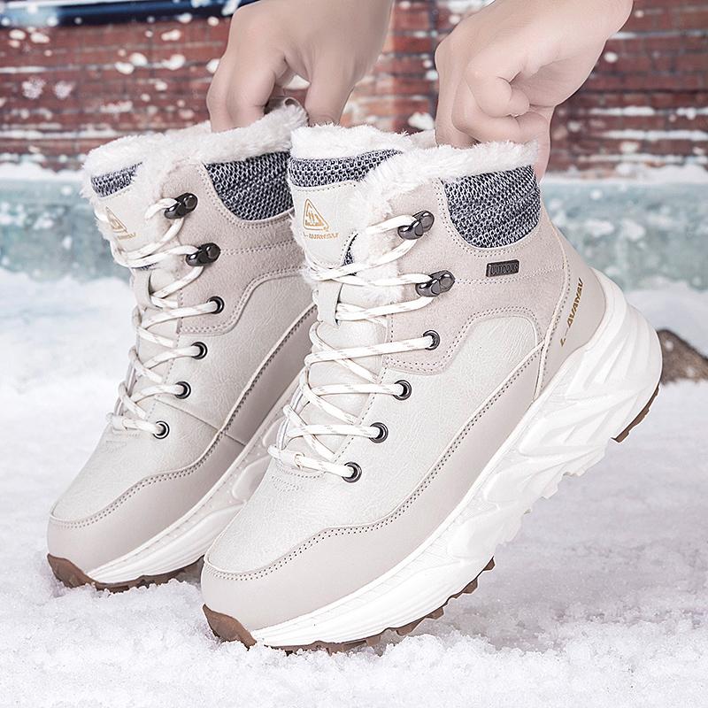 TUINANLE Tênis Masculinos de Cano Alto Impermeáveis de Algodão Sapatos Femininos com Forro Quente de Veludo para Uso Externo no Inverno