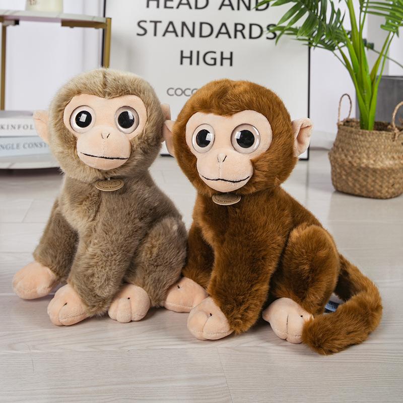 Simulated Little Monkey Doll Plush Toy Golden Monkey Big-Eyed Monkey Doll Children'S Soothing Rag Doll Birthday Gift