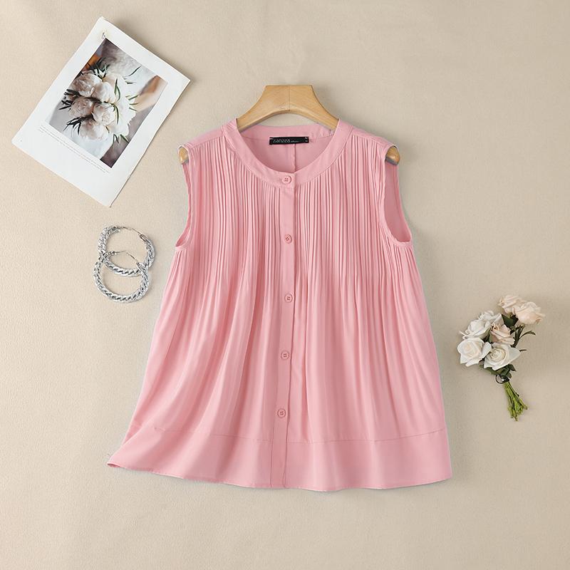 ZANZEA Women Casual Round Neck Loose Sleeveless Tank Tops