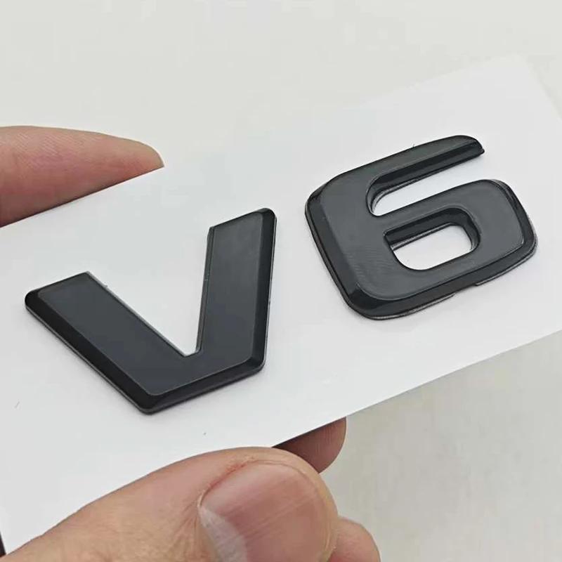 3D ABS Car Letters Logo V6 Badge Sticker Rear Trunk Emblem Decals For Mercedes Benz GLE ML SLK Class W204 C280 Auto Accessories RV1