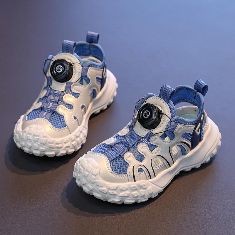 Children's Rotating Buckle Sports Sandals2026New Summer Style Boys' Stylish Single Mesh Hollow Girls' Casual Shoes