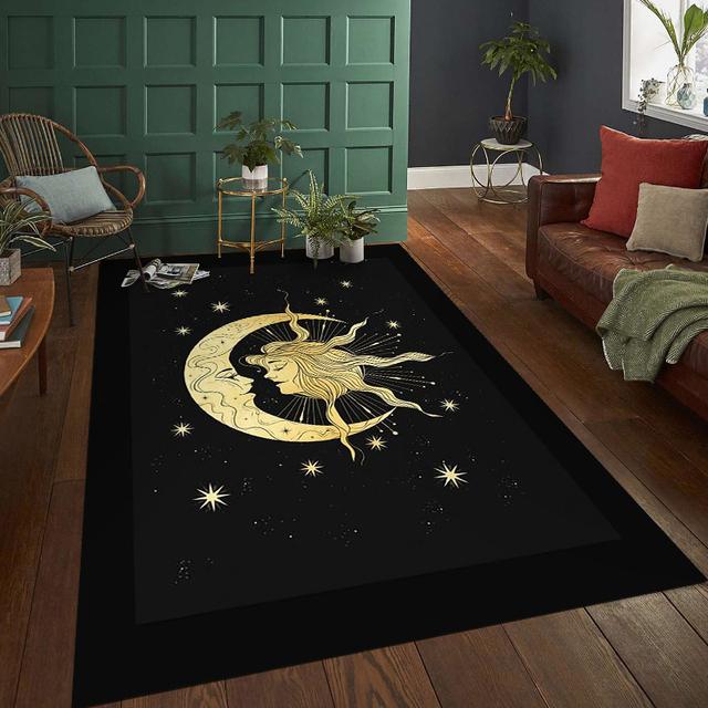 Gothisches Schlafzimmer Tarot Mond Sonne Teppich für Wohnzimmer Heimdekoration Schlafzimmer Bettseite Fußmatte Hexe Gothischer Teppich Heimteppich