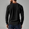 Yousheng Men Spring Autumn Top Button Decor V Neck Long Sleeves Solid Color Pullover T-shirt Stretchy Slim Fit Fitness Sport Top