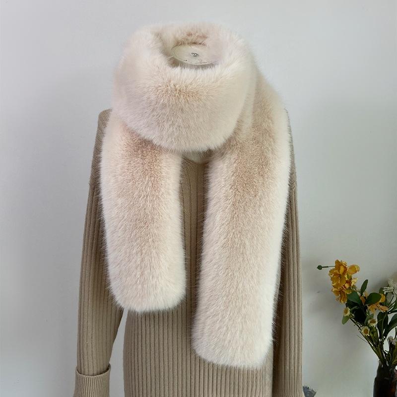 Kobiety Zima Ciepły Kołnierz Szalik ze Sztucznego Futra Miękki Długi Pluszowy Szal Szale Moda Jednolity Kolor Imitacja Futra Lisiego Szaliki