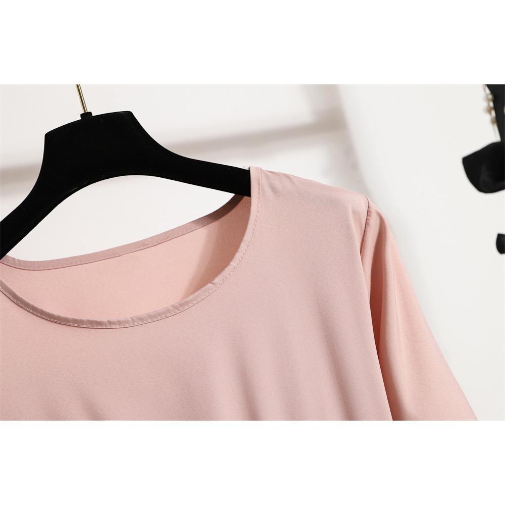 GMXIA Women's Fashion Spring Autumn Solid Color Print Long Sleeve O-Neck High Waist Casual Dresses