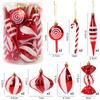 14pcs/box Christmas Ball Ornaments Red Candy Cane Xmas Tree Hanging Pendants Navidad New Year Home Decorations 2024 Natal Gift