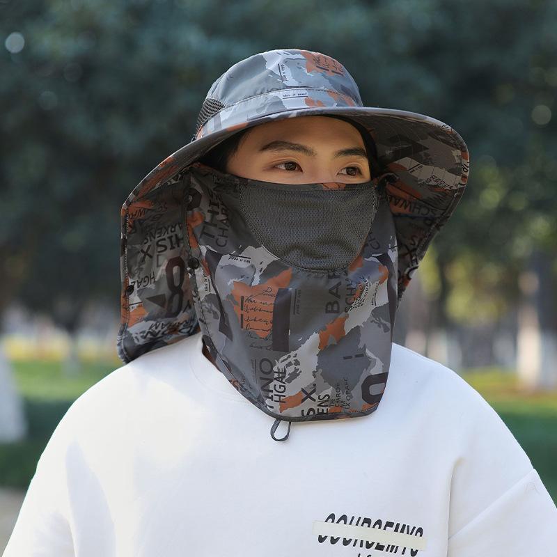 Spring Hat Men's Outdoor Camouflage Bucket Hat Sun Protection Visor Summer Neck Fishing Sun Hat