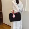 14 Inch Fashionable Cotton Padded Women's Laptop Bag, Tablet Bag, Contrasting Color Design, Simple And Cute Briefcase
