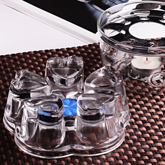 Heart Shape Flower Teapot Heat Resistance Glass Maker Heater Coffee Heating Base