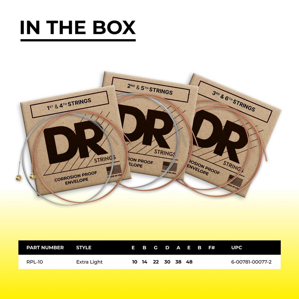 DR Strings Acoustic Guitar Rare Phosphor Strings, Bronze, .010-.048, RPL-10