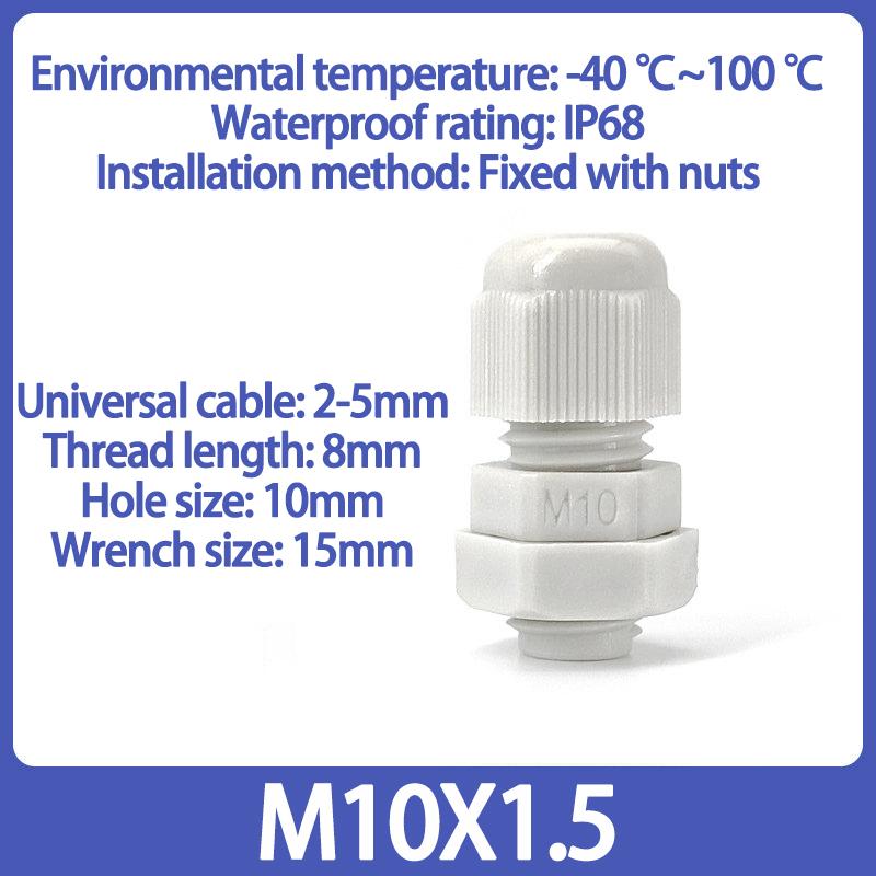 10/50/100Pcs Cable and Wire Waterproof Joint M-type M8 M10 M12 M14 M16 M20 M22 M24 M27 M30 M32 White Nylon Plastic Connector