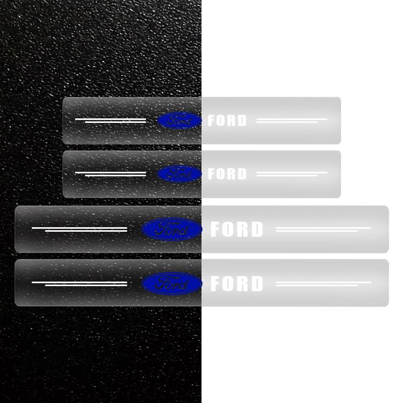 4Pcs Car Threshold Protector Transparent Decorative Badge 3D Sticker For Ford Focus Mondeo Kuga Fiesta MK7 Escort Explorer Edge 2 4 MK2 MK4