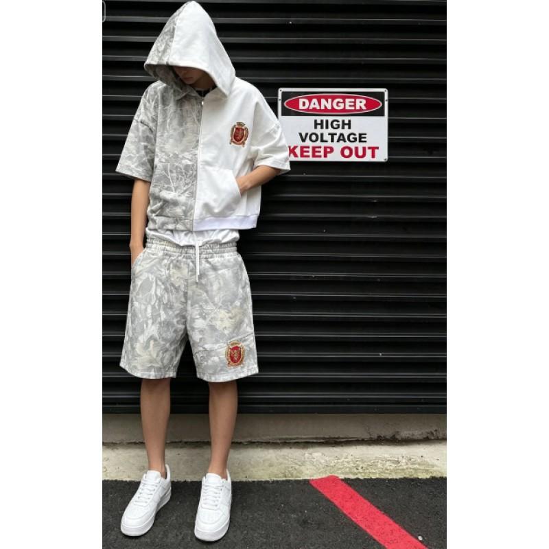 Oversized Y2K Streetwear Hoodie Set With Contrast Camo Print Loose Fit Sweatshirt Straight Leg Pants Teens