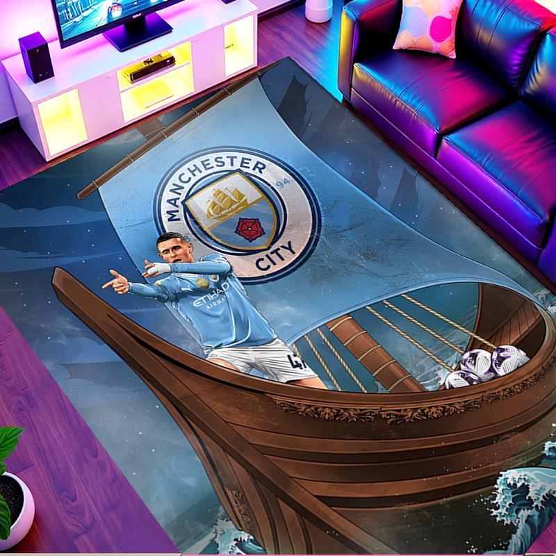 Manchester City FC Print Rug, Washable Floor Carpet, For Entryway Dorm Laundry Room Office Study, Home Decor Birthday Christmas Gift