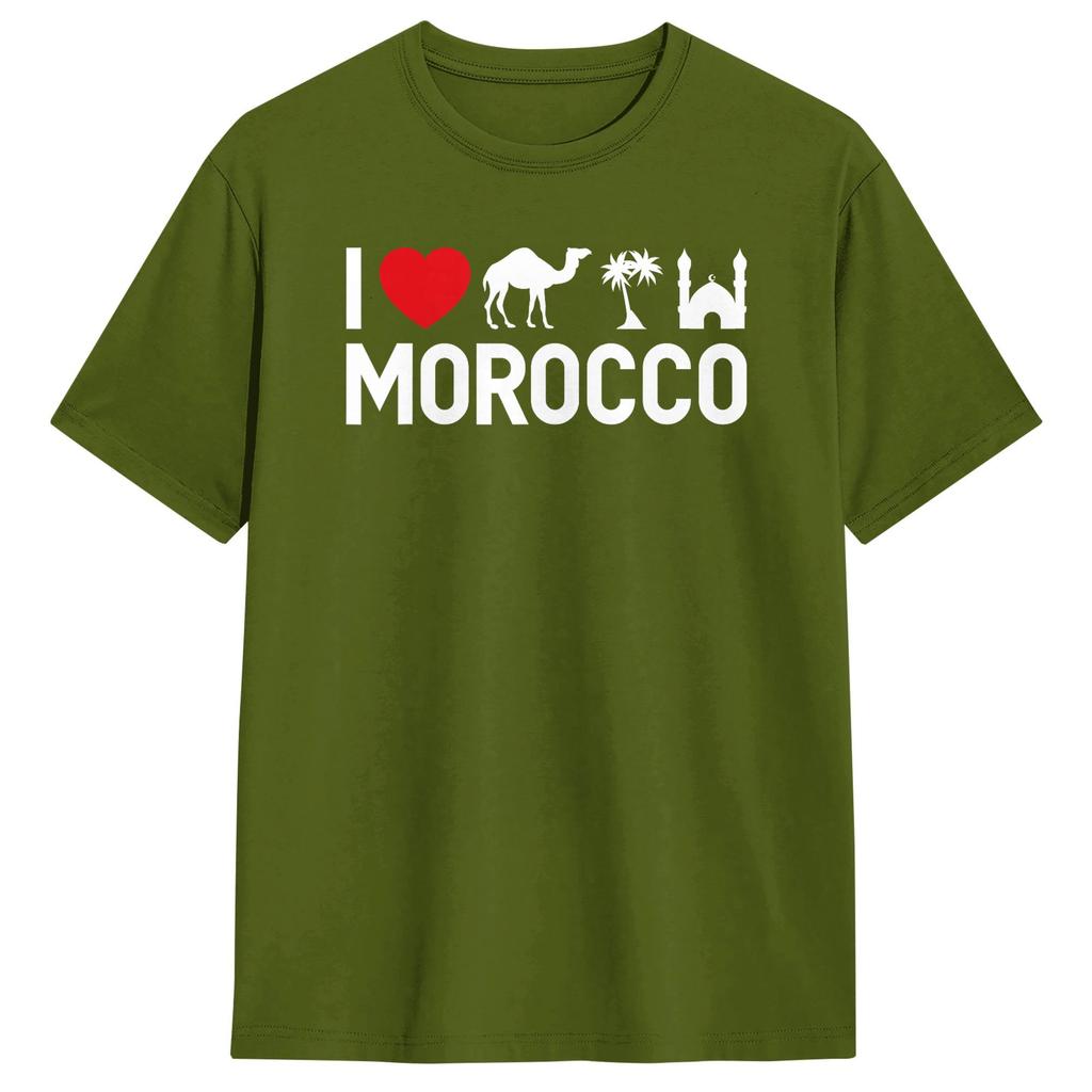 Awesome I Love Morocco TShirts Men Round Collar Cotton T Shirts  Short Sleeve Tee Shirt Original Clothing