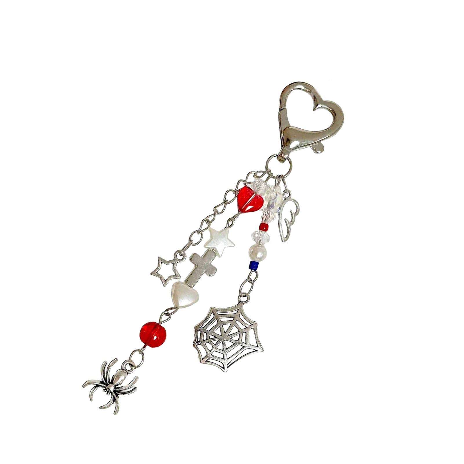 

Gothics Skull Bead Keychain with Spiders Designs Sturdy Resin Crafted Fashion Accessory for Trendsetters Daily Use 1