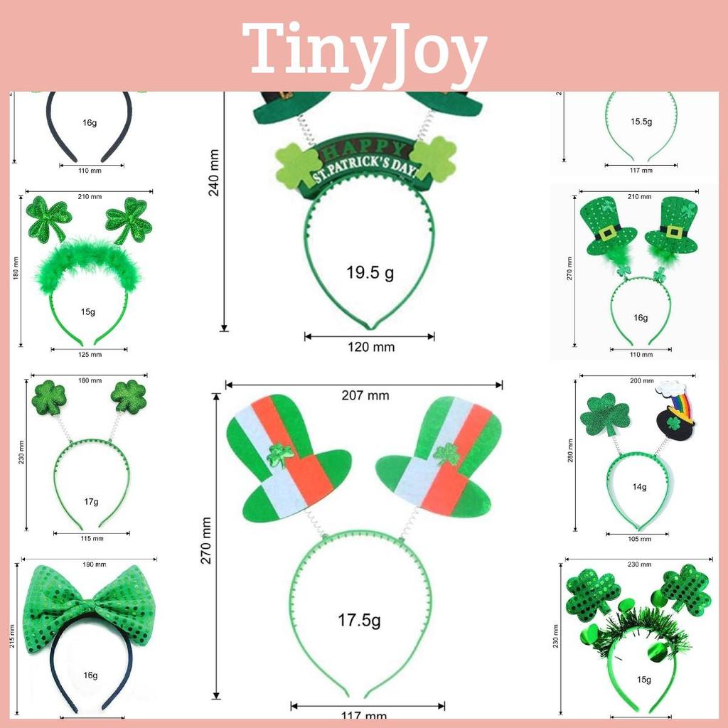 St. Patrick's Day Green Clover Hair Band Elf Hat Headband Set