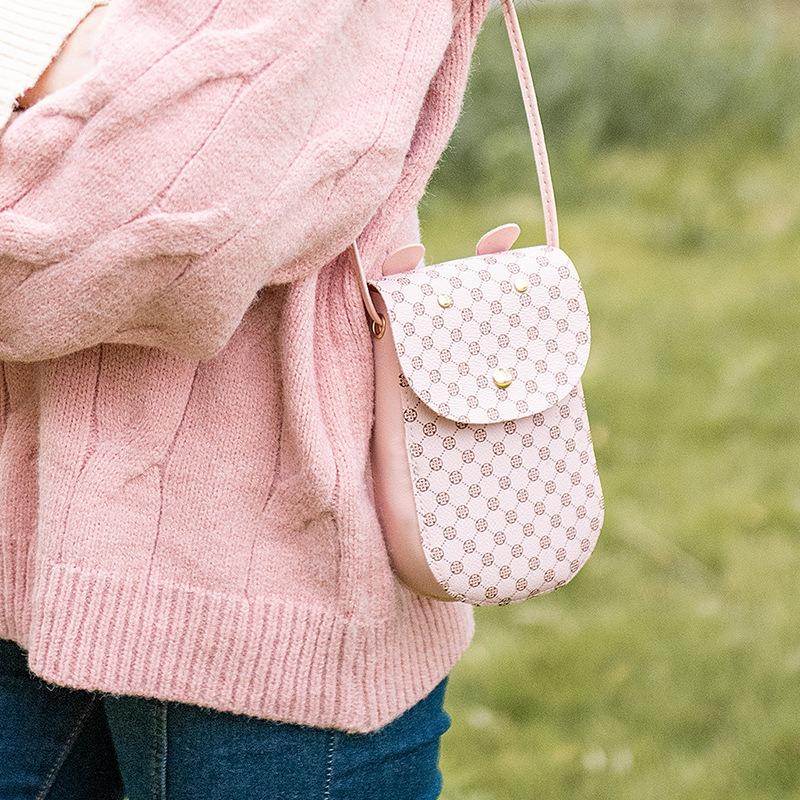 Printed single shoulder crossbody mobile phone bag versatile niche cute women's bag