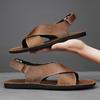 TUINANLE Leather Sandals, Breathable Men's Beach Shoes, Non Slip Soft Soled Cowhide Casual Sandals/slippers Women
