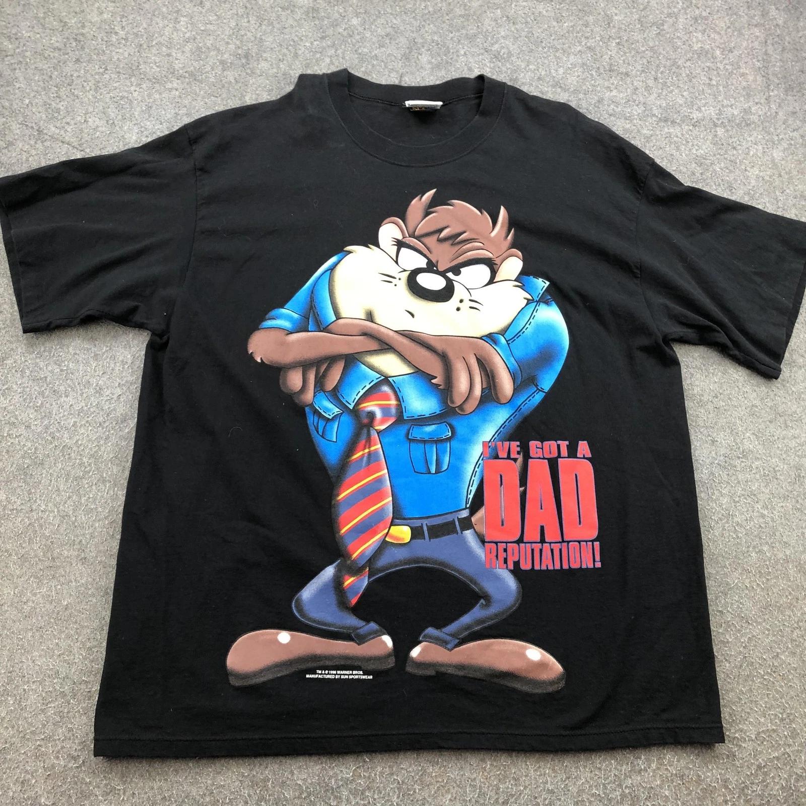 Vintage Looney Tunes Taz Shirt Mens Large Black Dad Reputation Graphic Tee 90s S