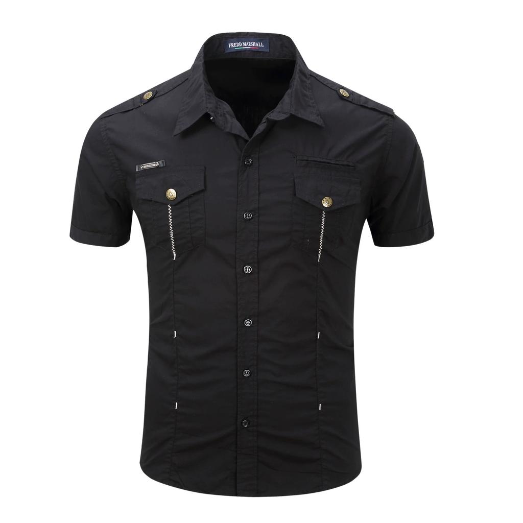 Men's Short Sleeved Shirt, Outdoor Men's Plus Size Military Workwear, All Cotton Shirt