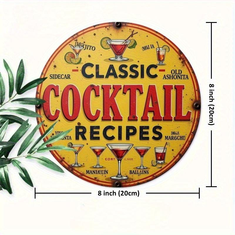 

2d Flat 20*20cm Wooden Logo, Classic Cocktail Recipe Decoration Sign, Suitable for Homes, Laundry Rooms, Gyms, Cafes, Rooms, Terraces, Bars, Kitchens 20*20cm