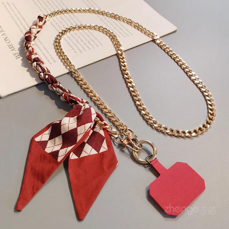 Cross Scarf Chain Lanyard Cross-body Lanyard Metal Chain Clip Mobile Phone Case Universal Lanyard Mobile Phone Phone Pendant