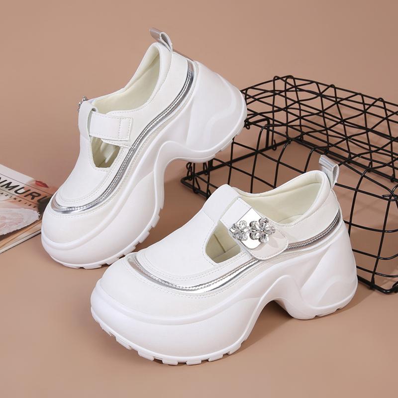 Fashion Fashion Glitter Decoration Casual Shoes Women 2025 Autumn Thick Bottom Mary Jane Shoes Soft Chunky Platform Sneakers