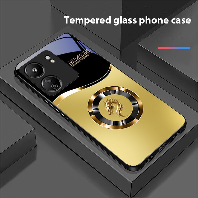 Verlauf Kreis Drache Für Xiaomi Redmi 13C Note13 12 Pro Plus 5G Note 9 13T Pro POCO X6 F5 F6 Schwarz Gehärtetes Glas Handyhülle