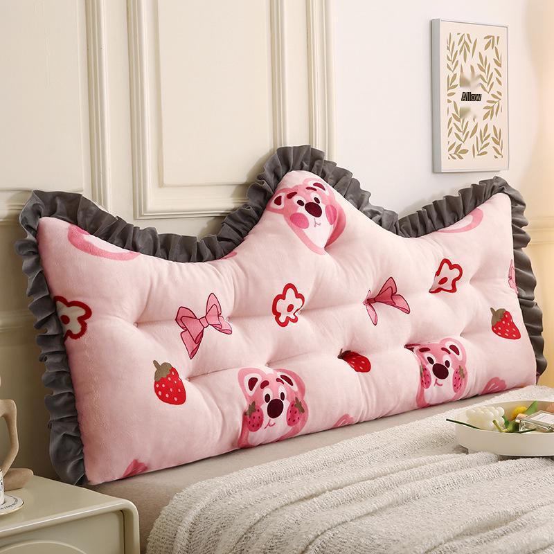 "Princess-Style Crown Bed Cushion: Soft Fabric Backrest for Bedroom or Tatami"