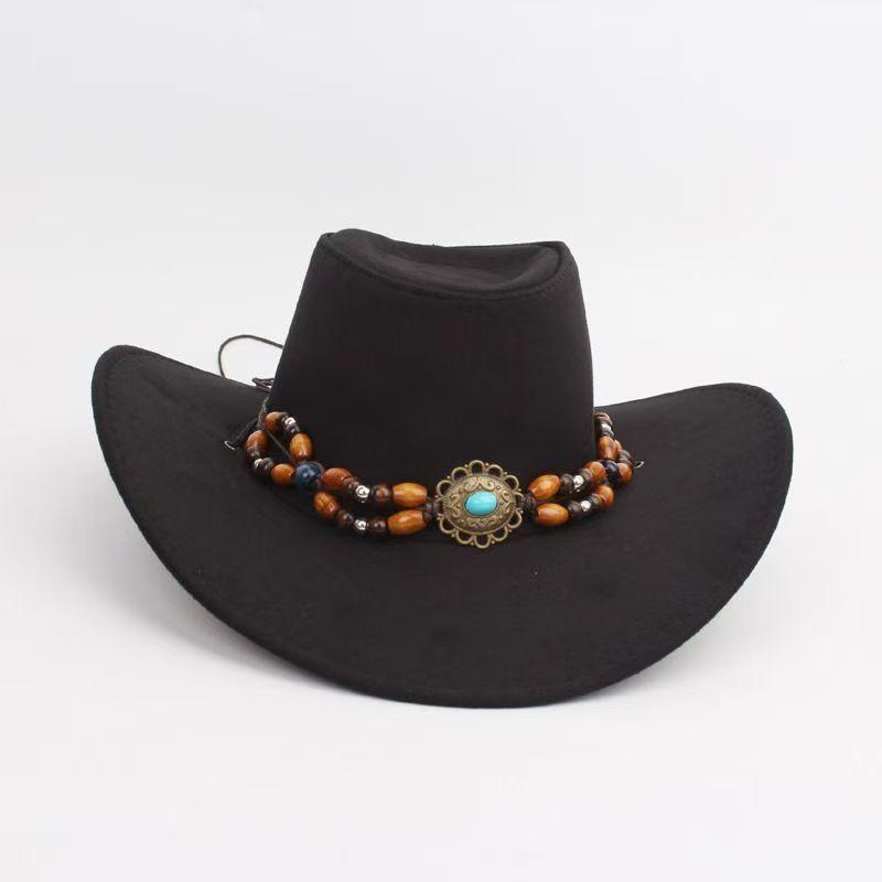 Western Cowboy Hat Summer European and American Wide Brim Sun Hat Rolled Edge Rider Hat Outdoor Sun Protection чёрный
