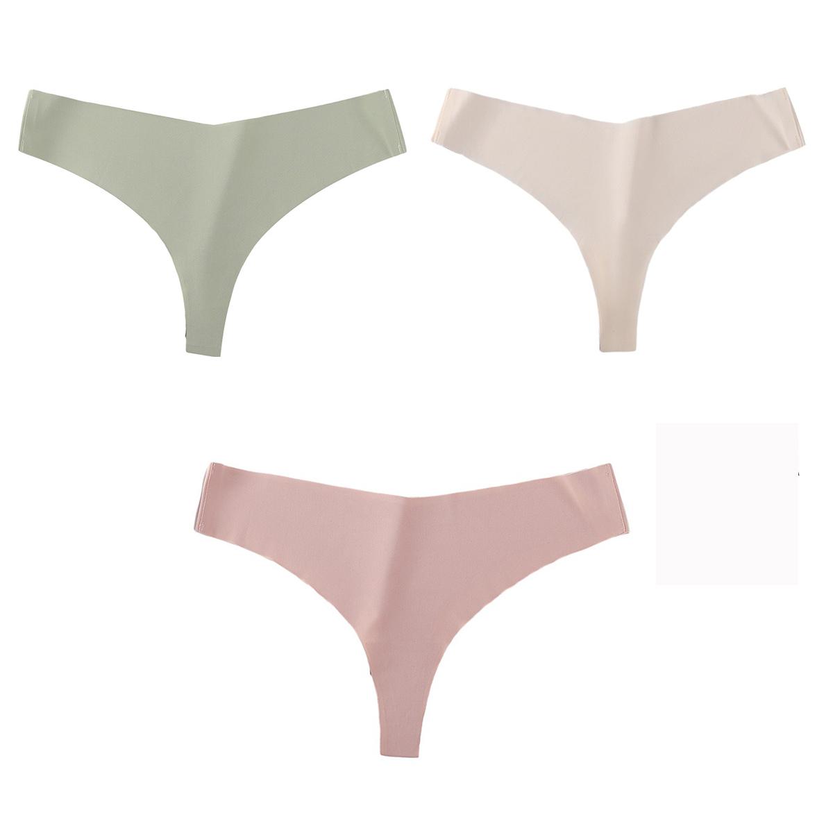 

3 шт. Женское модное нижнее белье, однотонные стринги, бесшовные, сексуальное нижнее белье, женские трусы с низкой талией, дышащая ткань, тонкие и удобные стринги S белый/зелёный