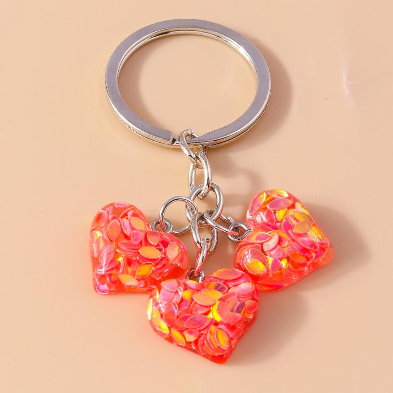 Cute Resin Love Heart Keychain Maple Leaf Key Ring Pendant for Women Girl Handbag Decor DIY Handmade Jewelry Gift