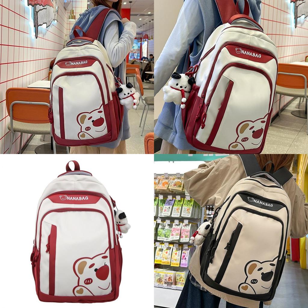Lotso Nylon Cartoon Bear Student Backpack With Breathable Design For Middle School Girls And Boys