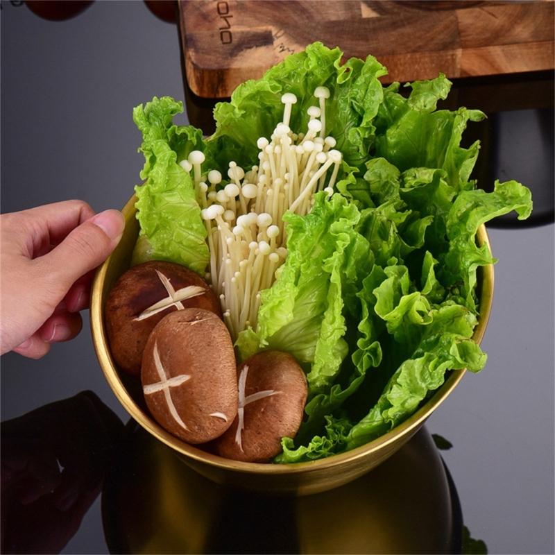 Slanted Salad Serving Bowl Korean Vegetable Holders for Restaurant Use Large Capacity Stainless Steel Tableware