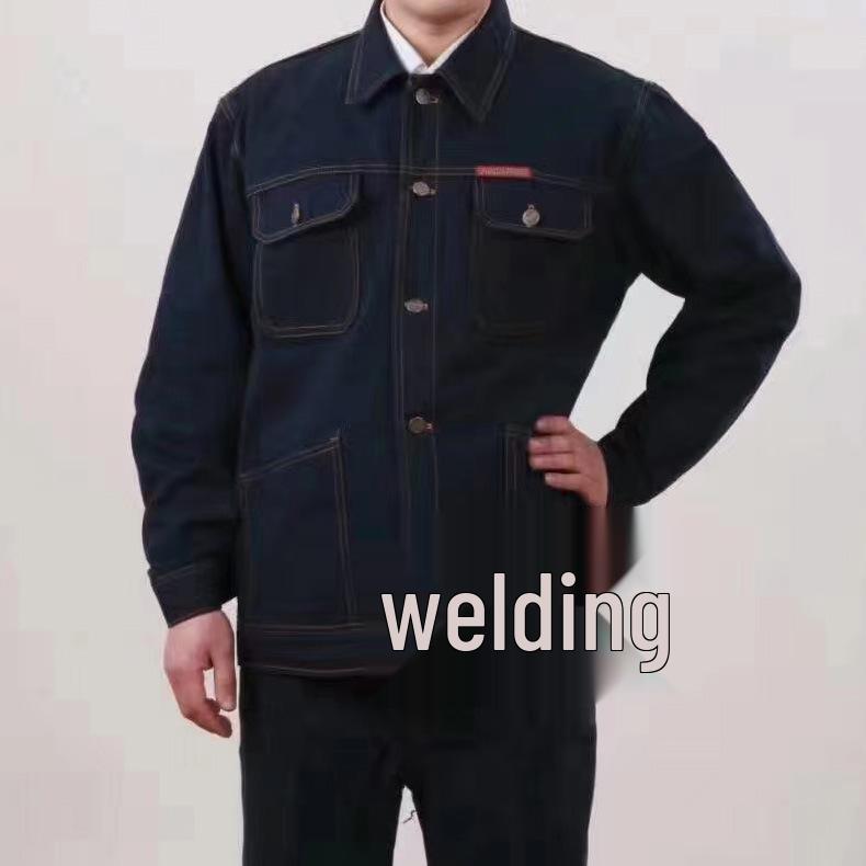 Reflective Thickened Denim Workwear: Wear-Resistant Labor Protection Suit for Mechanics and Construction