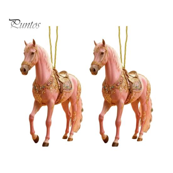 Fade-resistant Horse Pendant 2Pcs 2D Acrylic Animal Charm Christmas Wall Art Accessory Tree Door Window Hanging Ornament Automotive Decoration