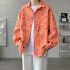 Perforated Design, Long Sleeved Shirt, Loose Casual Shirt for Teenagers and Students