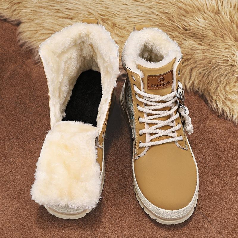Leather Martin Boots Men's Autumn High-top Men's Boots Autumn and Winter Velvet Tooling Trendy Boots Men's Straw Bottom