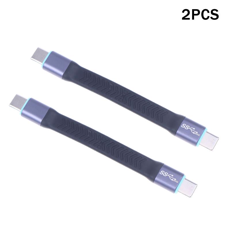 Кабель USB3.2 Type-C 20 Гбит/с, Кабель для быстрой зарядки USB-C на USB-C, Высокоскоростная линия передачи данных Type-C, Короткий кабель 10 см 2pcs