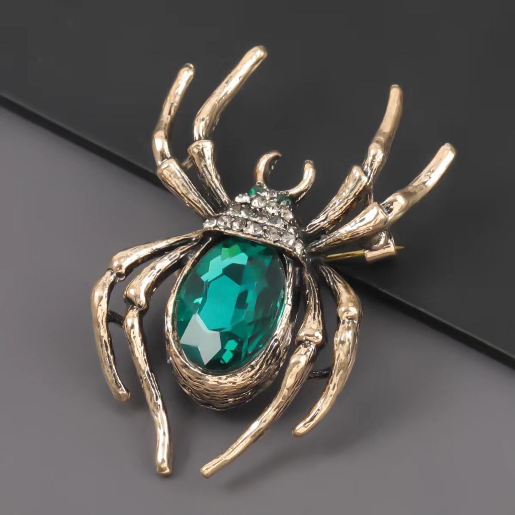 Retro-Trend-Legierung Diamantbesetzte Kristallspinne Brosche Personalisierte Halsnadel Anstecknadel Herren- und Damenbekleidung