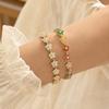 Light Luxury Colorful Zircon Bangle Sparkling Women Handchain Girl Gift Flower Bracelet Daily Use