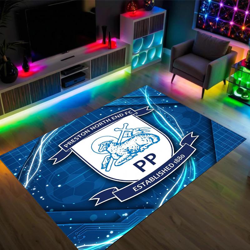 Preston North End Football Design Crystal Velvet Carpet Cozy Non?Slip Printed Rug For Bedroom Living Room Entrance